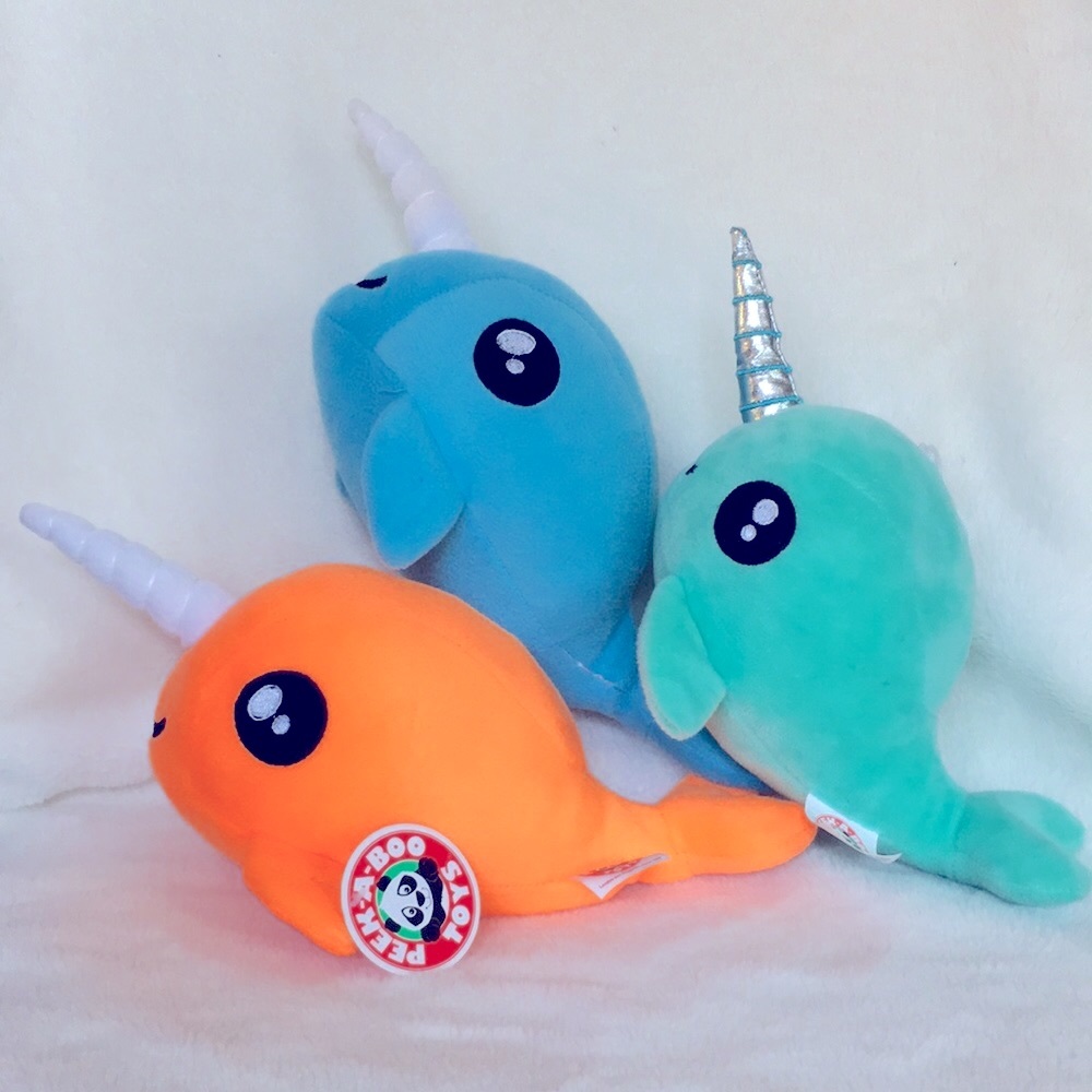 Narwhal Bundle Lot 3 Plush Stuffed Animals Peek a Boo Toys Peek-a-Boo